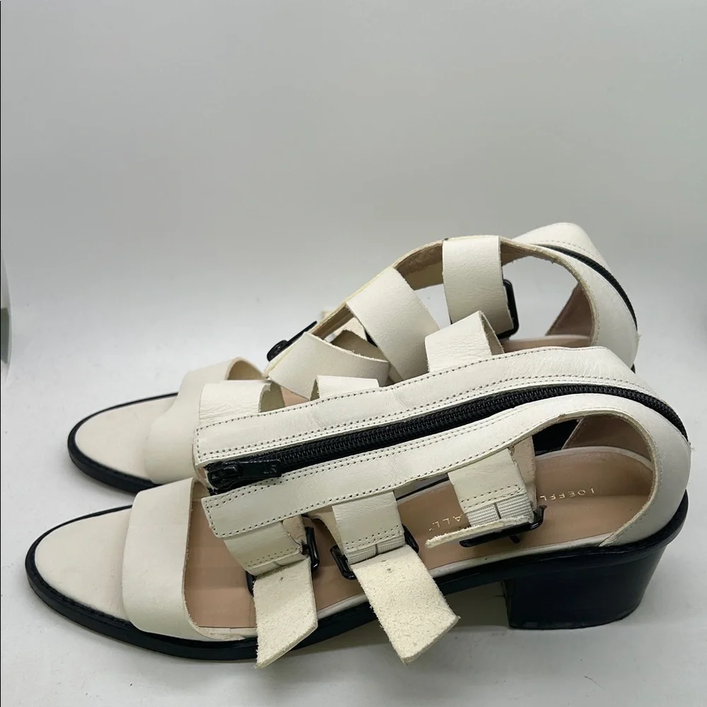 Loeffler Randall Cream Leather Zipper Open Toe Gladiator Sandals Shoes *Size 10* - Picture 3 of 10